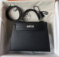 HERMES KELLY 25CM BLACK EPSOM SILVER HARDWARE