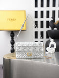 Fendi Silver FF Embossed Shoulder Bag