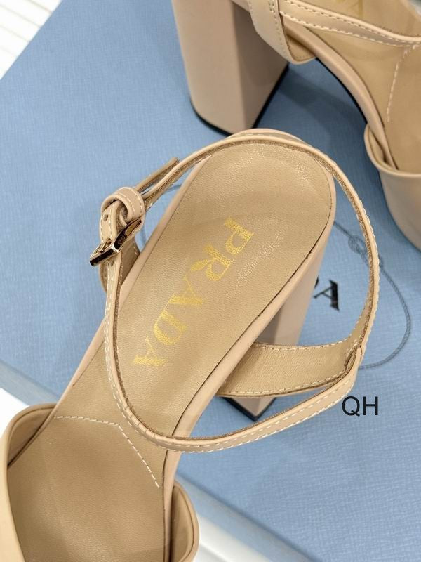Prada Cream Cross-Strap Platform Sandals