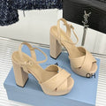 Prada Cream Cross-Strap Platform Sandals