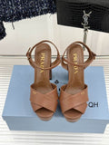 Prada Brown Cross-Strap Platform Sandals