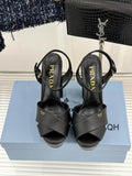 Prada Black Cross-Strap Platform Sandals