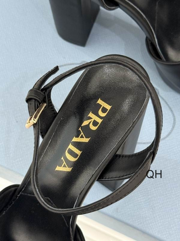 Prada Black Cross-Strap Platform Sandals