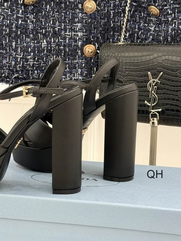 Prada Black Cross-Strap Platform Sandals