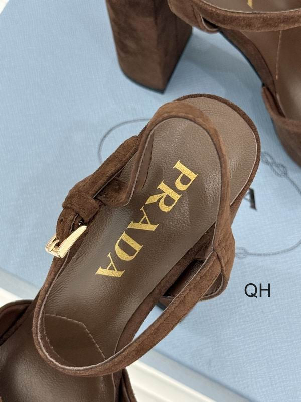 Prada Dark Brown Cross-Strap Platform Sandals