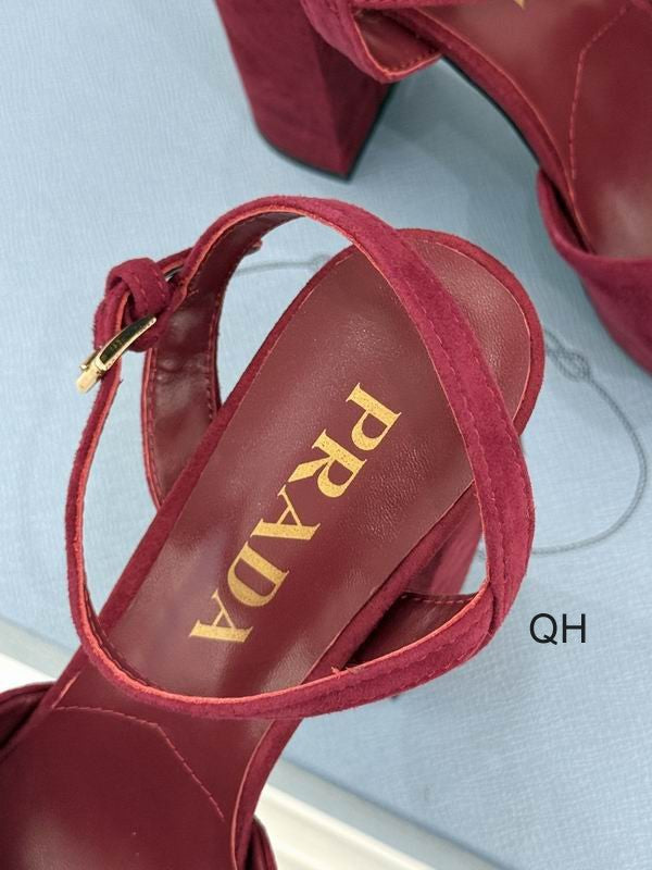 Prada Red Cross-Strap Platform Sandals