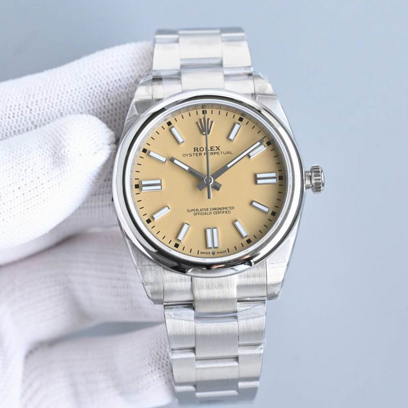 Rolex Oyster Perpetual Watch with Champagne-Toned Dial