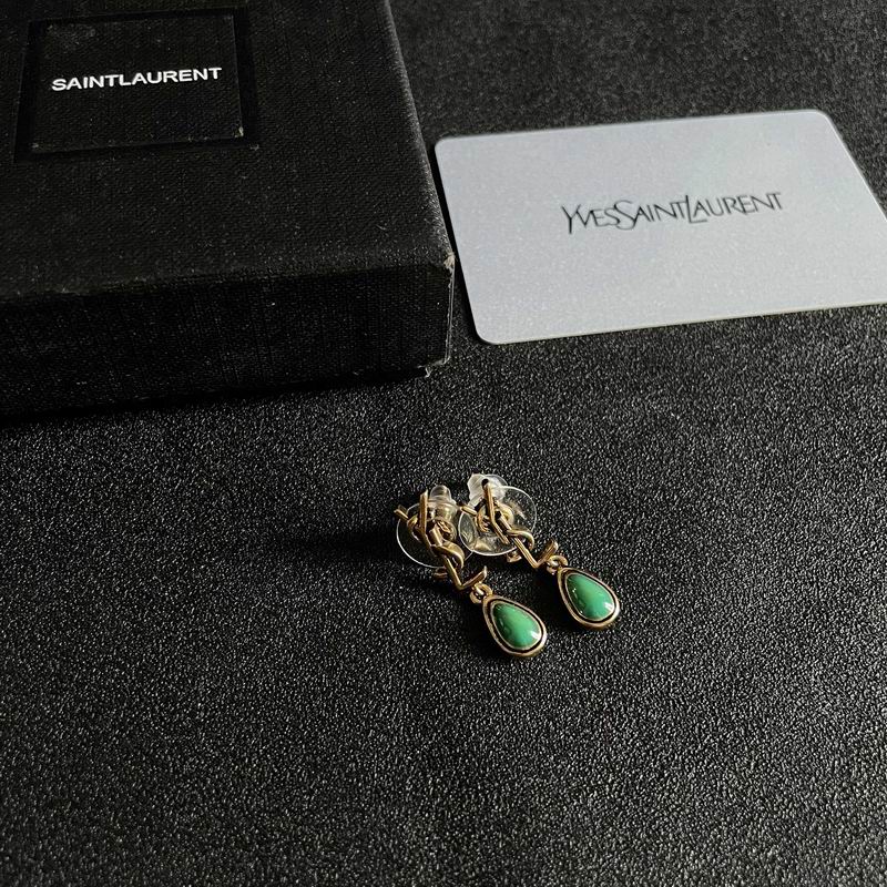 Saint Laurent Green Teardrop Drop Earrings