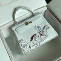 HERMES BIRKIN 25 BAG IN WHITE CALFSKIN WITH COLORFUL STICKER 228763